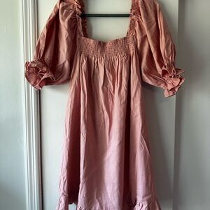 Eloquii Pink Puff Sleeve Dress